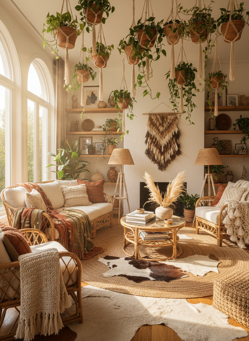 Bohemian room redesigned by restylai